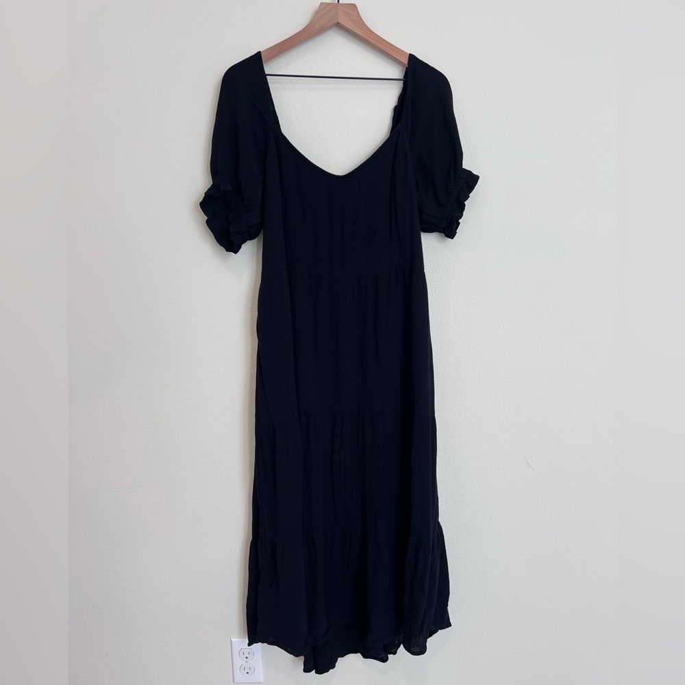 Abercrombie & Fitch Puff-Sleeve Midi Dress